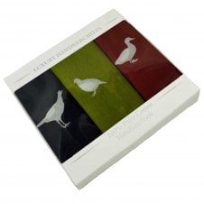 100% Cotton Bandana Handkerchief 3-Pack Set - Navy Blue, Green & Wine Red Game Birds