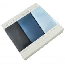 100% Cotton Men's Handkerchief 3-Pack Set - Shades of Blue 