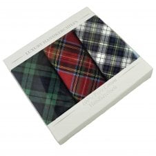 100% Cotton Men's Handkerchief 3-Pack Set - Tartan Patterned
