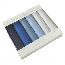 100% Cotton Men's Handkerchief 6-Pack Set - Shades of Blue and White