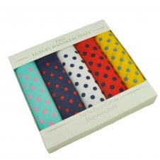 100% Cotton Men's XL Handkerchief, Bandana 5-Pack Set - Colourful Polka Dots