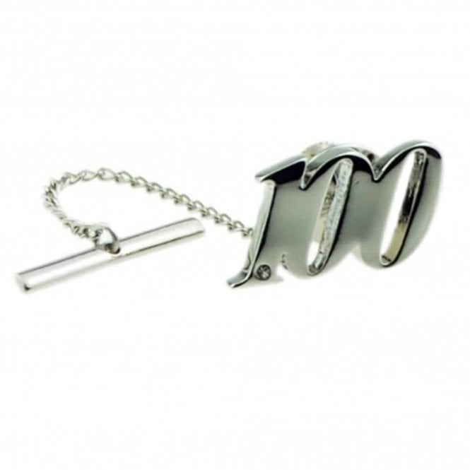 100th Birthday Gift Number 90 Tie Tac - Rhodium Plated with Crystal