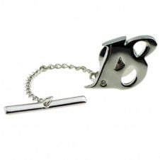 18th Birthday Gift Number 18 Tie Tac - Rhodium Plated with Crystal