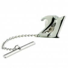 21st Birthday Gift Number 21 Tie Tac - Rhodium Plated with Crystal