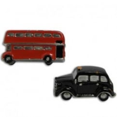 3D Black Cab & Red Bus Cufflinks
