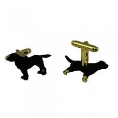 3D Matte Black Labrador Dog with Gold Paws Cufflinks