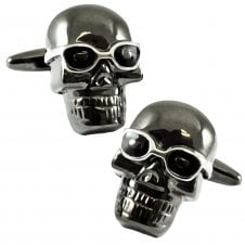 3D Skull In Sunglasses Cufflinks