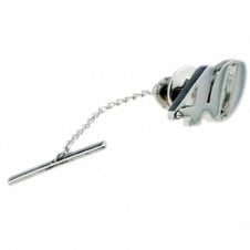 40th Birthday Gift Number 40 Tie Tac - Rhodium Plated with Crystal