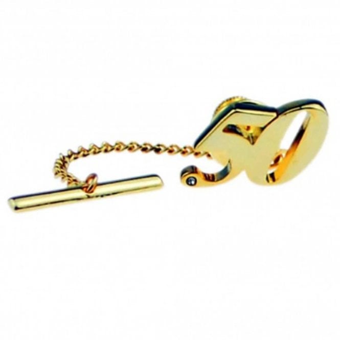 50th Birthday Gift Number 50 Golden Wedding Anniversary Tie Tac - Gold Plated with Crystal