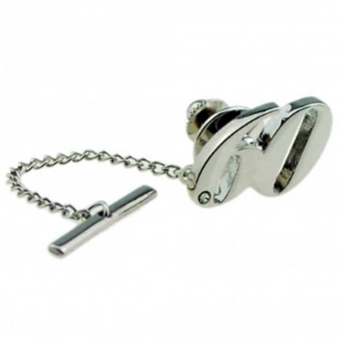 60th Birthday Gift Number 60 Tie Tac - Rhodium Plated with Crystal