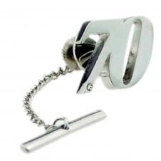 70th Birthday Gift Number 70 Tie Tac - Rhodium Plated with Crystal