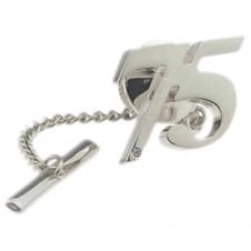 75th Birthday Gift Number 75 Tie Tac - Rhodium Plated with Crystal