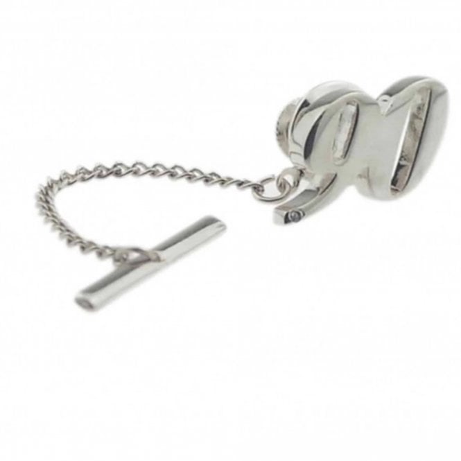 90th Birthday Gift Number 90 Tie Tac - Rhodium Plated with Crystal