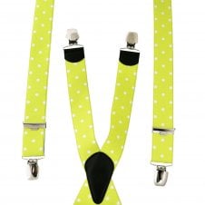 Acid Yellow & White Polka Dot Men's Trouser Braces
