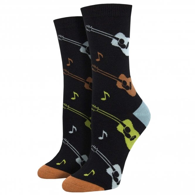 Acoustic Guitars Black Luxury Bamboo Ladies Socks