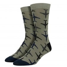 Airplanes Grey Luxury Men's Bamboo Socks