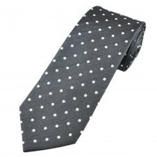 Amanda Christensen Black & White Polka Dot Silk Blend Designer Tie