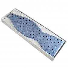 Amanda Christensen Dusky Blue & Navy Polka Dot Luxury Silk Men's Self Tie Bow Tie