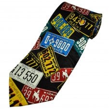American States Car Licence, Registration, Number Plates Novelty Tie