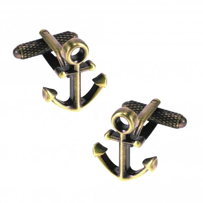 Anchor Burnished Gold Novelty Cufflinks