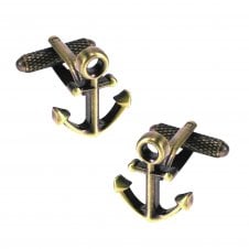 Anchor Burnished Gold Novelty Cufflinks