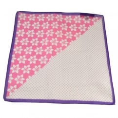 Antonio Boselli Purple, Pink & White Spots & Flowers 2-Way Pocket Square Handkerchief