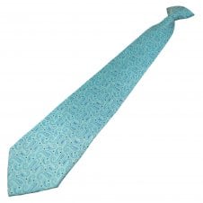 Aqua, Light Blue & Silver Paisley & Dot Pattern Men's Clip On Tie