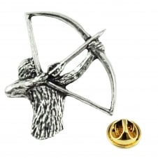 Archery Bowman Archer English Pewter Lapel Pin Badge