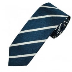 Ascot Dark Blue & White Striped Silk Men's Designer Tie