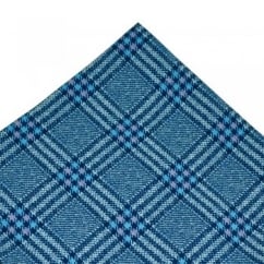 Atelier F&B Blue Check Patterned Designer Silk Pocket Square Handkerchief