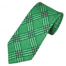 Atelier F&B Green Check Patterned Men's Silk Designer Tie