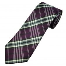 Aubergine, Grey, White & Black Checked Men's Tie