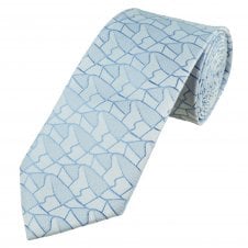 Baby Blue Abstract Shapes Patterned Men's Extra Long Tie