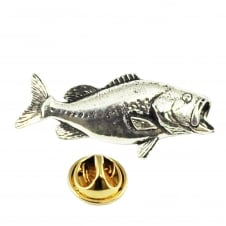 Bass Fish Pewter Lapel Pin Badge