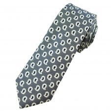 Ben Sherman Navy Blue & White Paisley Pattern Luxury Silk Men's Designer Tie