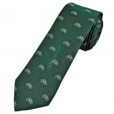 Bicycles on Green Cycling Themed Men's Luxury Silk Tie