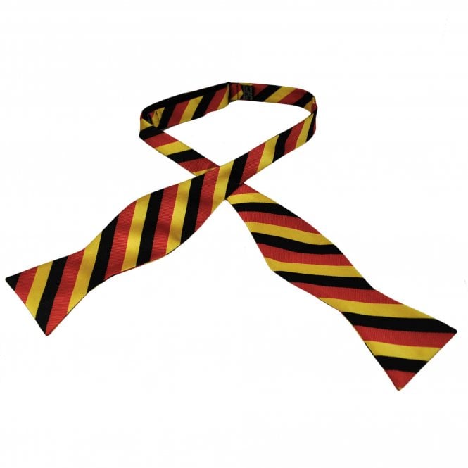 Black, Amber & Red Striped Men's Self Tie Bow Tie