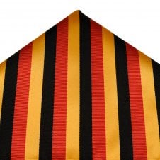 Black, Amber & Red Striped Pocket Square Handkerchief