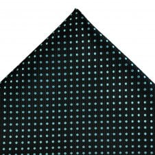 Black & Aqua Blue Polka Dot Pocket Square Handkerchief