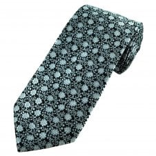Black & Blue Flower Patterned Men's Tie