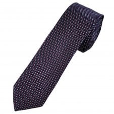 Black, Blue Grey & Fuchsia Pink Micro Square Pattern Men's Silk Skinny Tie