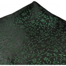 Black & Bottle Green Floral Pattern Pocket Square Handkerchief