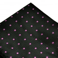 Black & Bright Pink Polka Dot Pocket Square Handkerchief