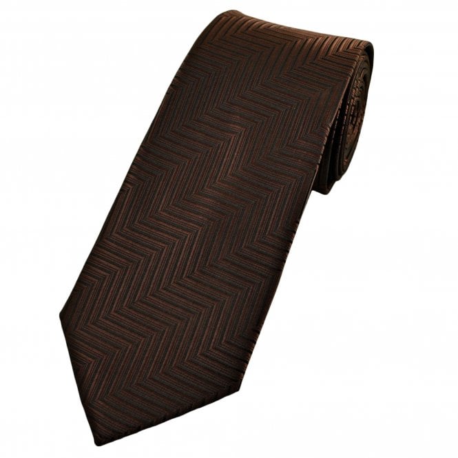 Black & Brown Herringbone Pattern Men's Extra Long Tie