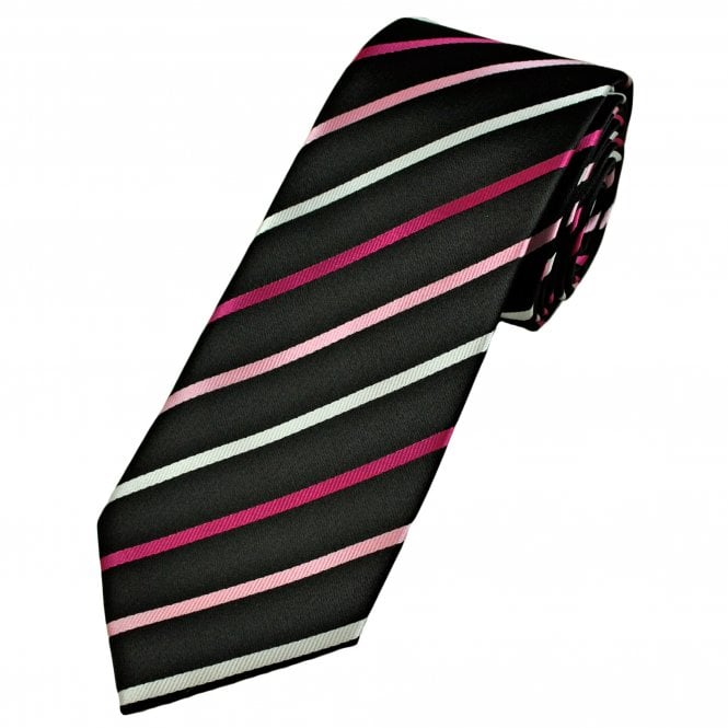 Black, Brown, Silver & Gold Striped Men's Extra Long Tie