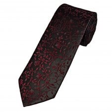 Black & Burgundy Floral Pattern Men's Tie