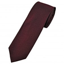 Black & Burgundy Pattern Men's Silk Narrow Tie