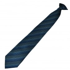 Black, Cobalt Blue & Sky Blue Striped Clip On Tie