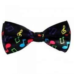 Black & Colourful Music Notes Novelty Bow Tie