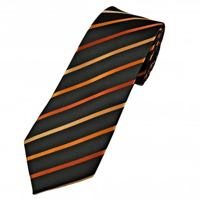 Black, Copper & Orange Striped Men's Extra Long Tie